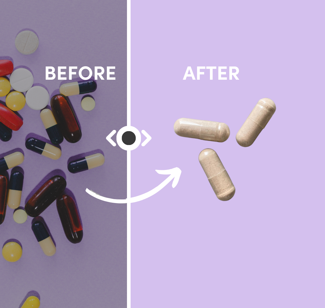 before and after of multiple capsules vs. 3 personalized capsules