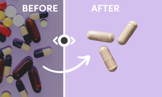 before and after of multiple capsules vs. 3 personalized capsules