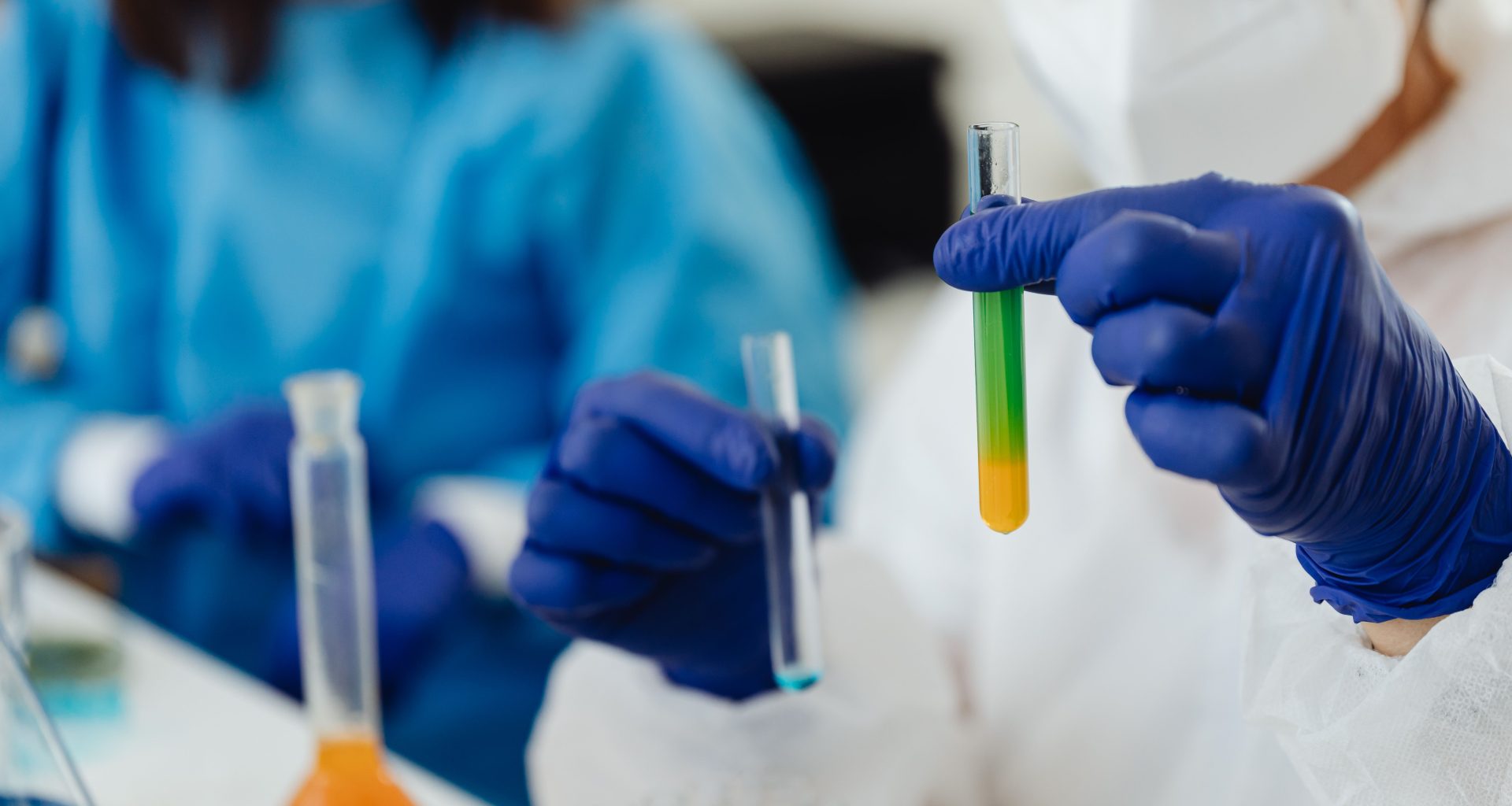 test tubes up close in a lab