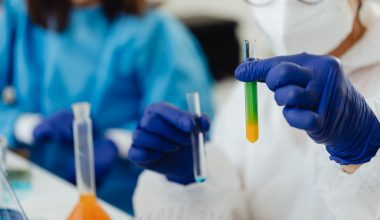 test tubes up close in a lab