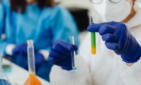test tubes up close in a lab