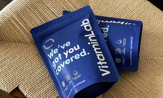 vitaminlab pouches on chair